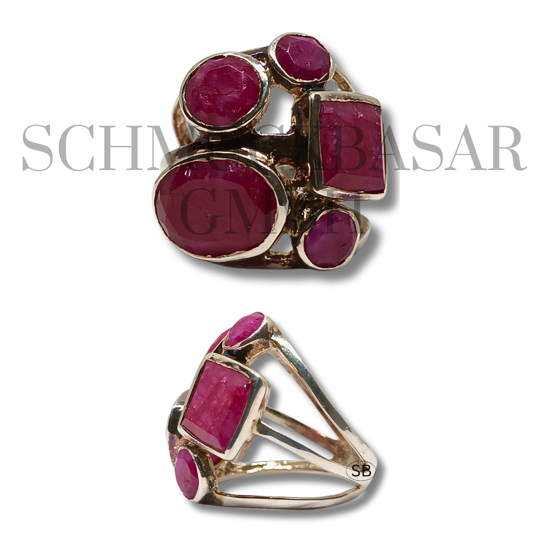 SILVER RUBY STONE RINGS