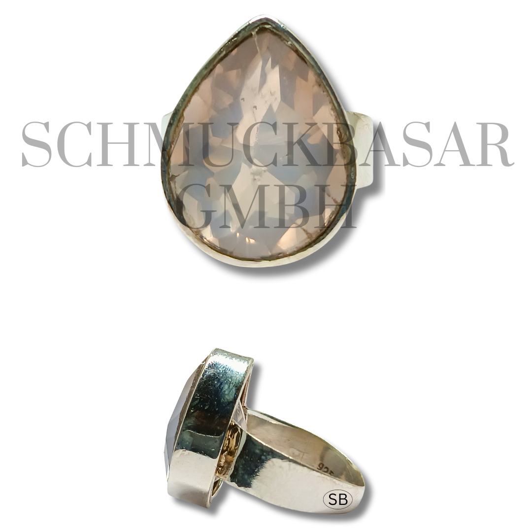 SILVER ROSE QUARTZ STONE RINGS