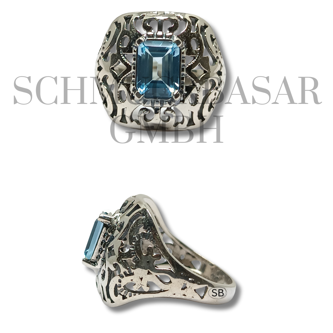 SILVER BLUE TOPAZ STONE RINGS