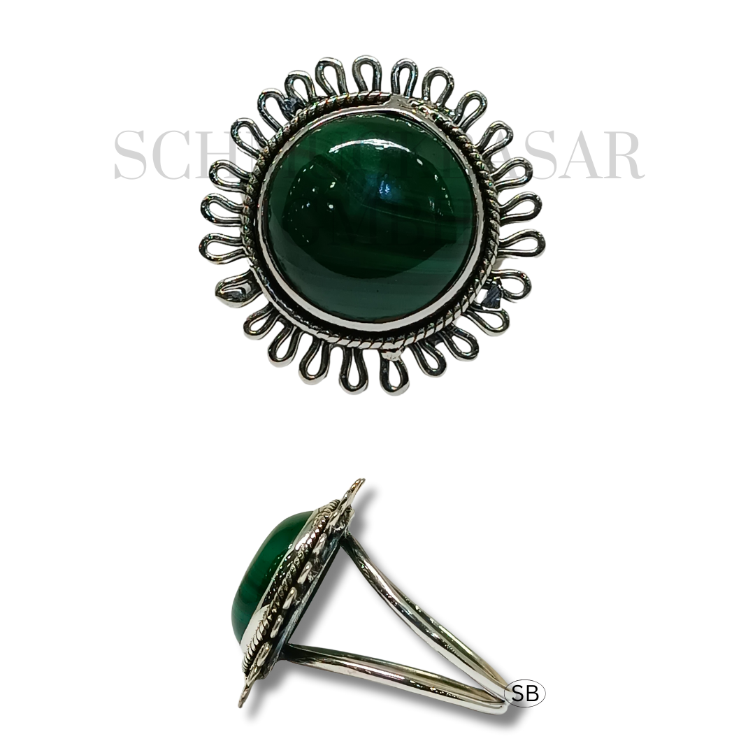 SILVER MALACHITE STONE RINGS