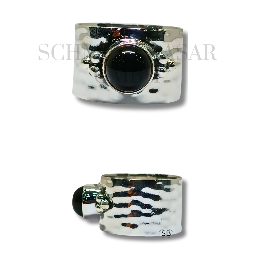 SILVER BLACK ONYX STONE RINGS