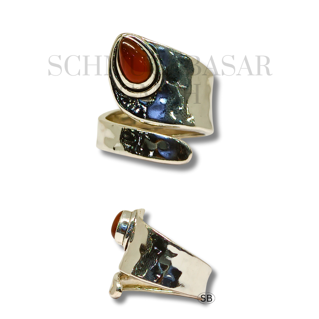 SILVER CARNELIAN STONE RINGS