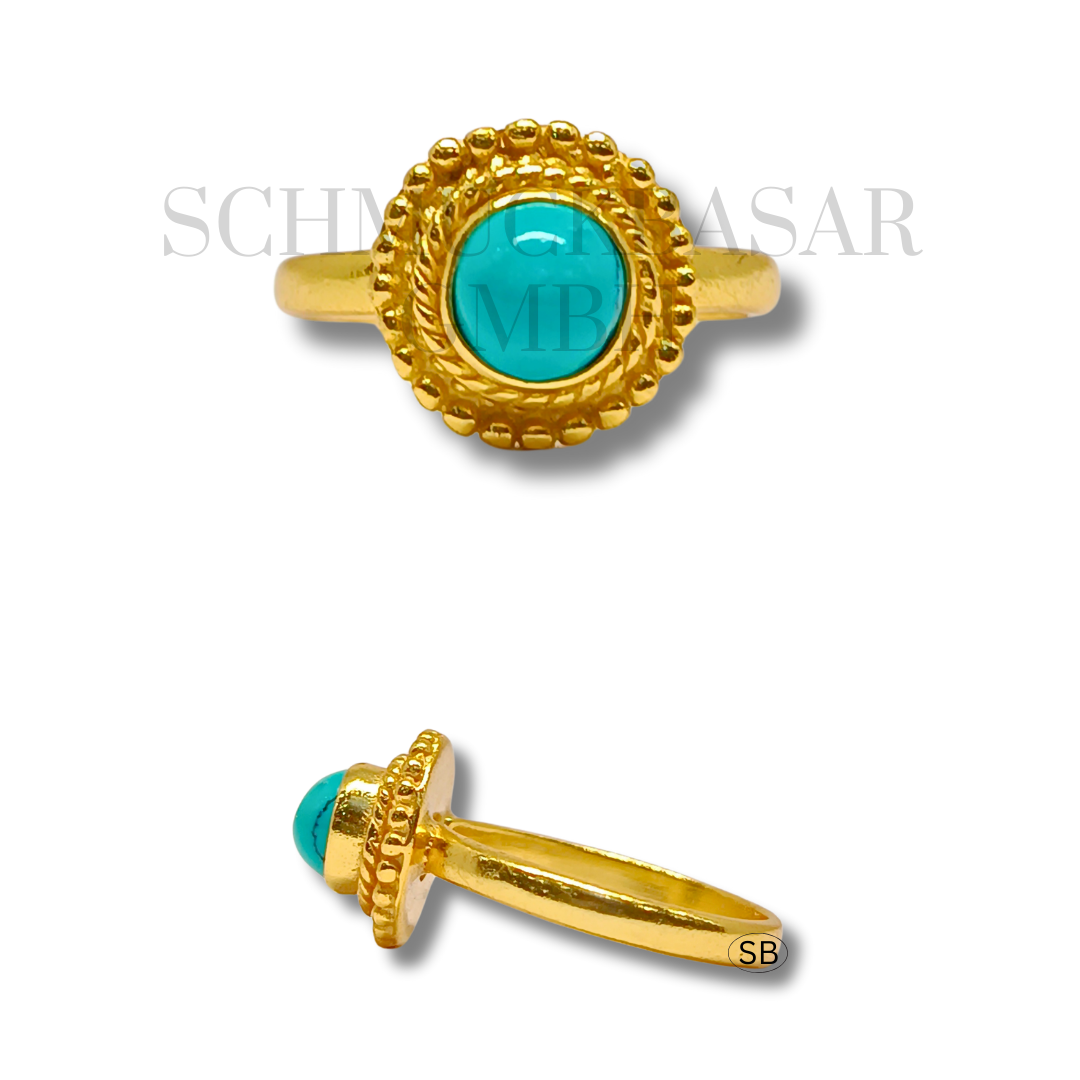 GOLD PLATED TURQUOISE STONE RINGS