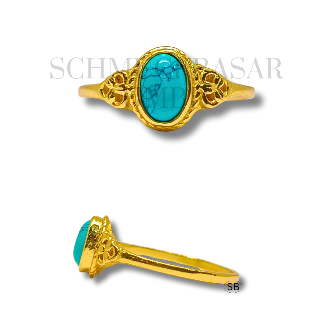 GOLD PLATED TURQUOISE STONE RINGS