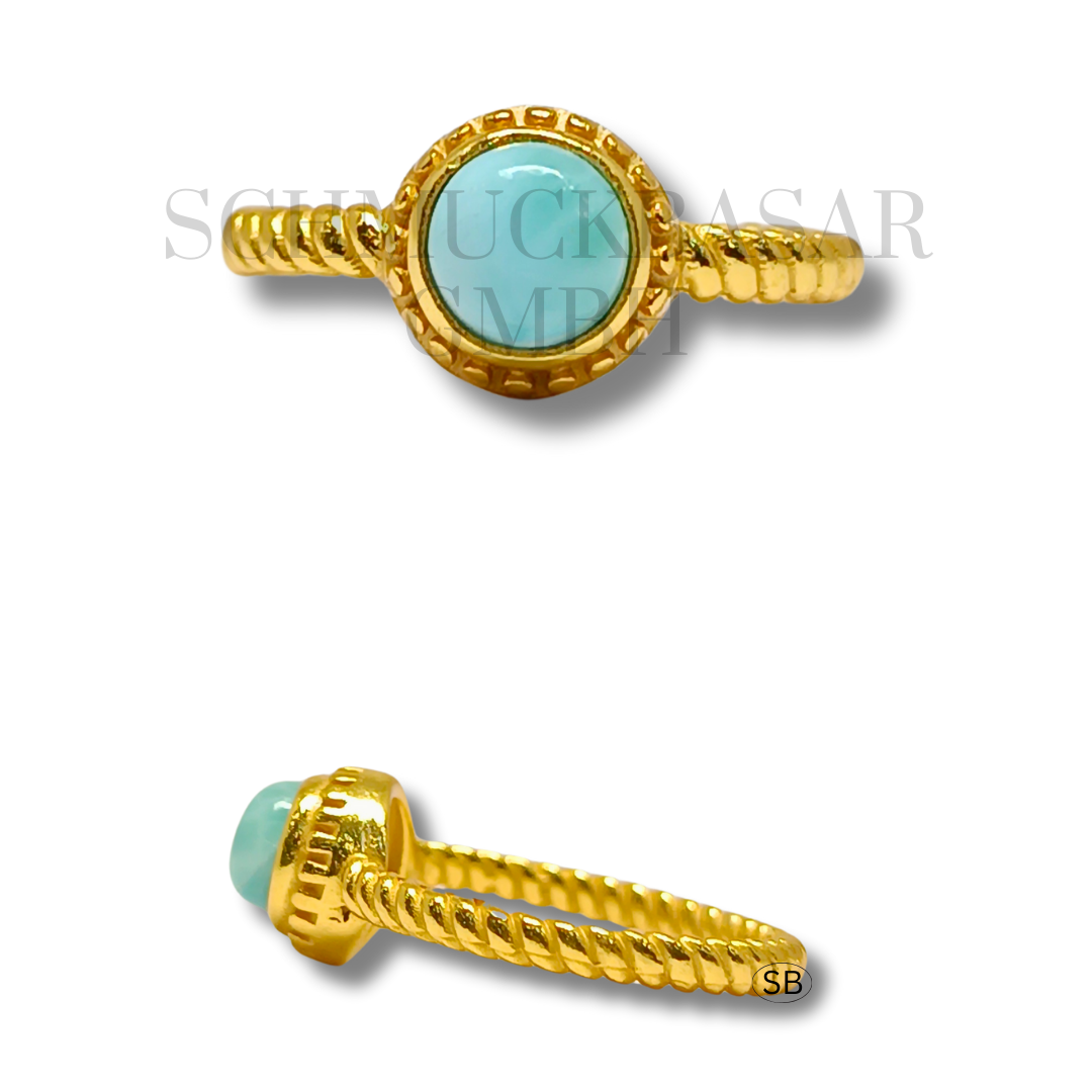 GOLD PLATED AMAZONITE STONE RINGS