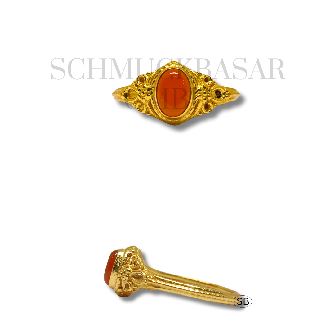 GOLD PLATED CARNELIAN STONE RINGS