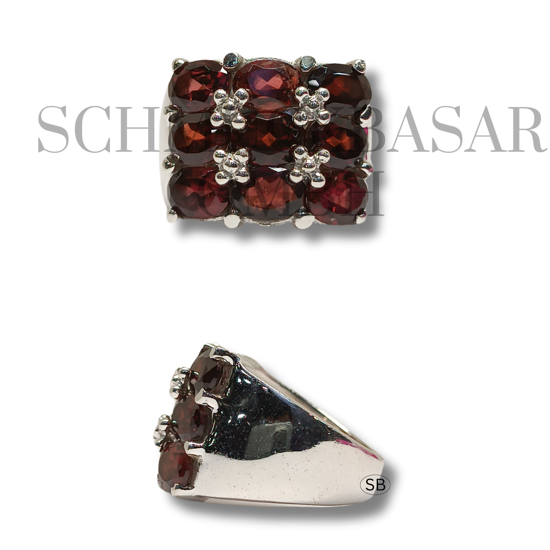 SILVER GARNET STONE RINGS