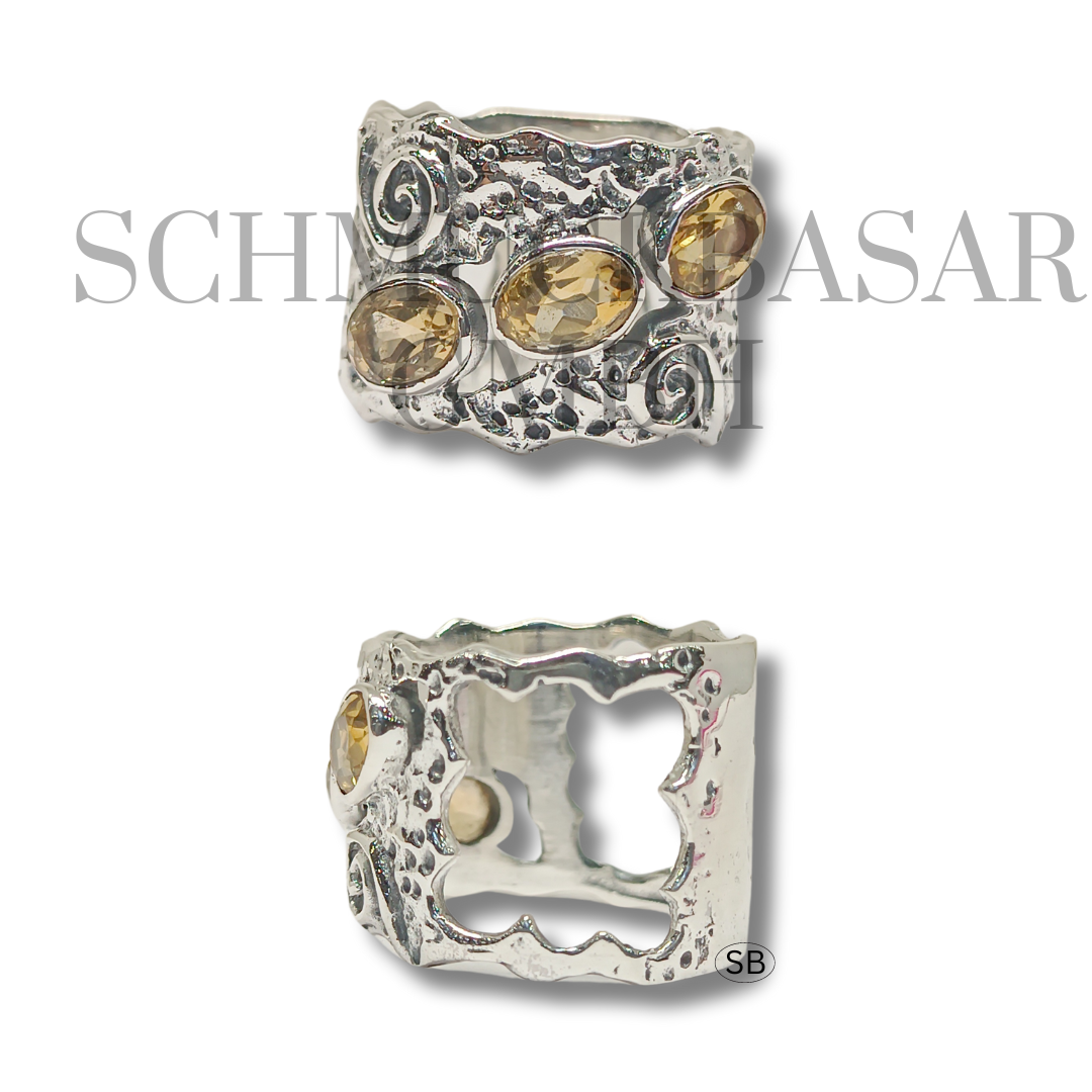 SILVER CITRINE STONE RINGS