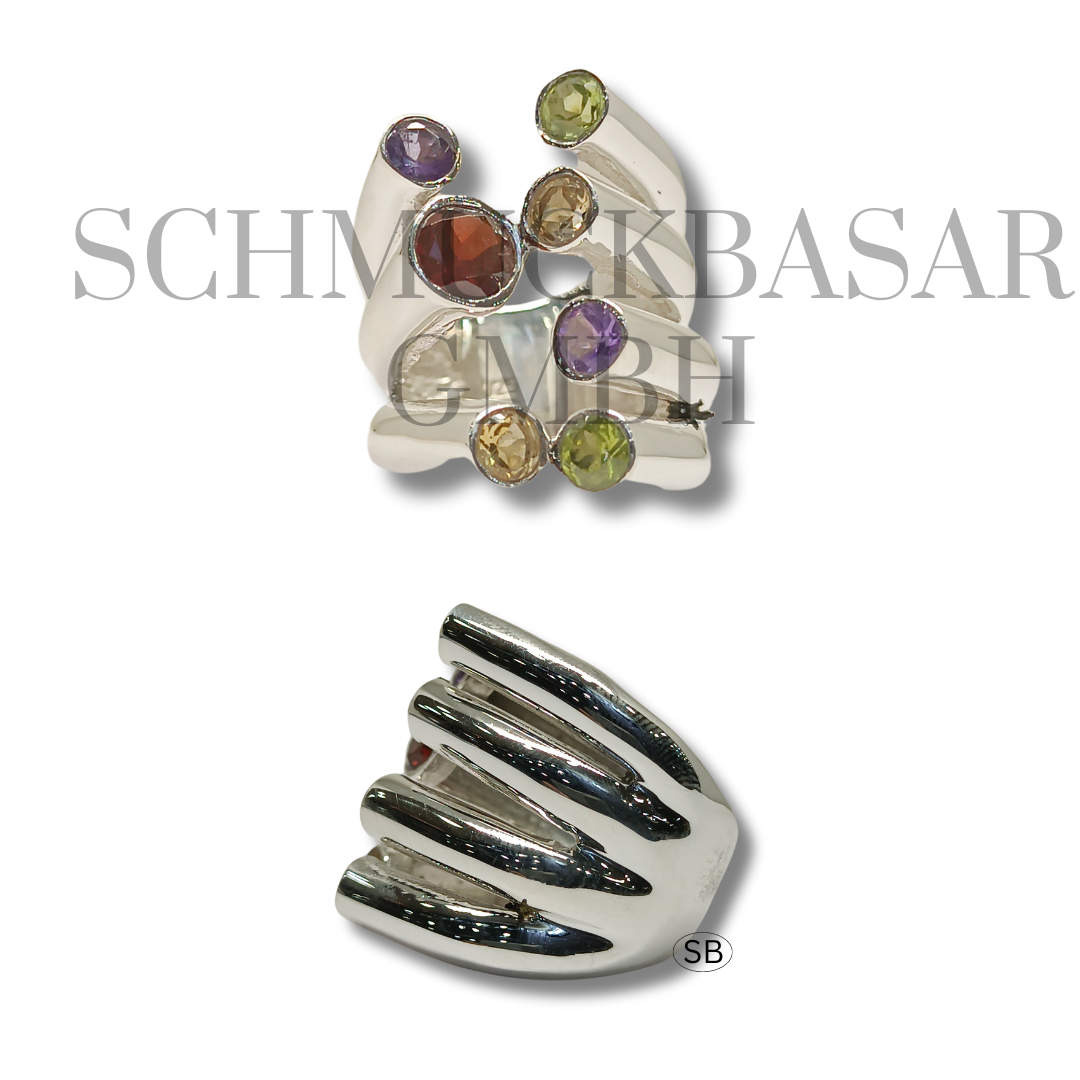 SILVER AMETHYST GARNET CITRINE PERIDOT STONE RINGS