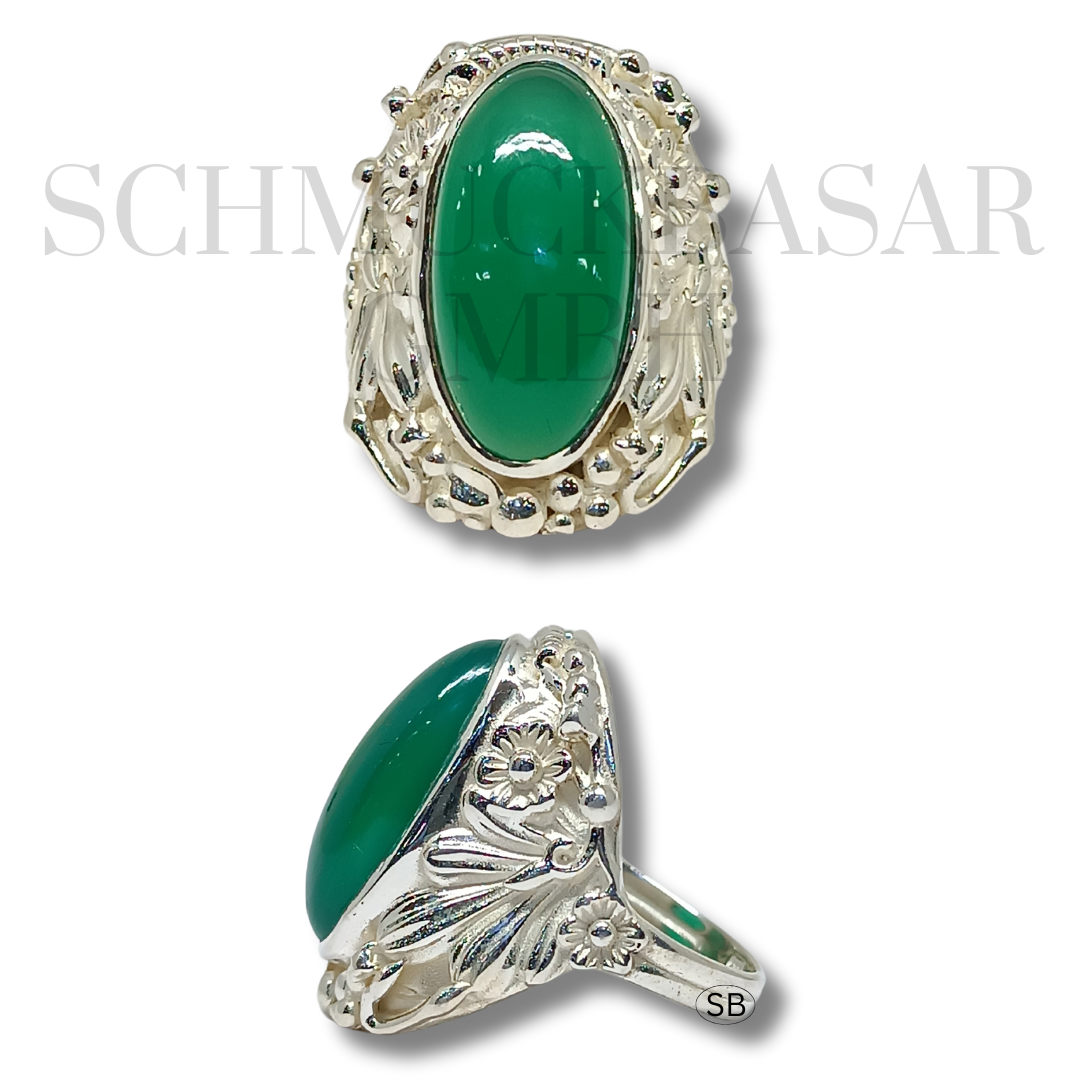 SILVER GREEN ONYX STONE RINGS