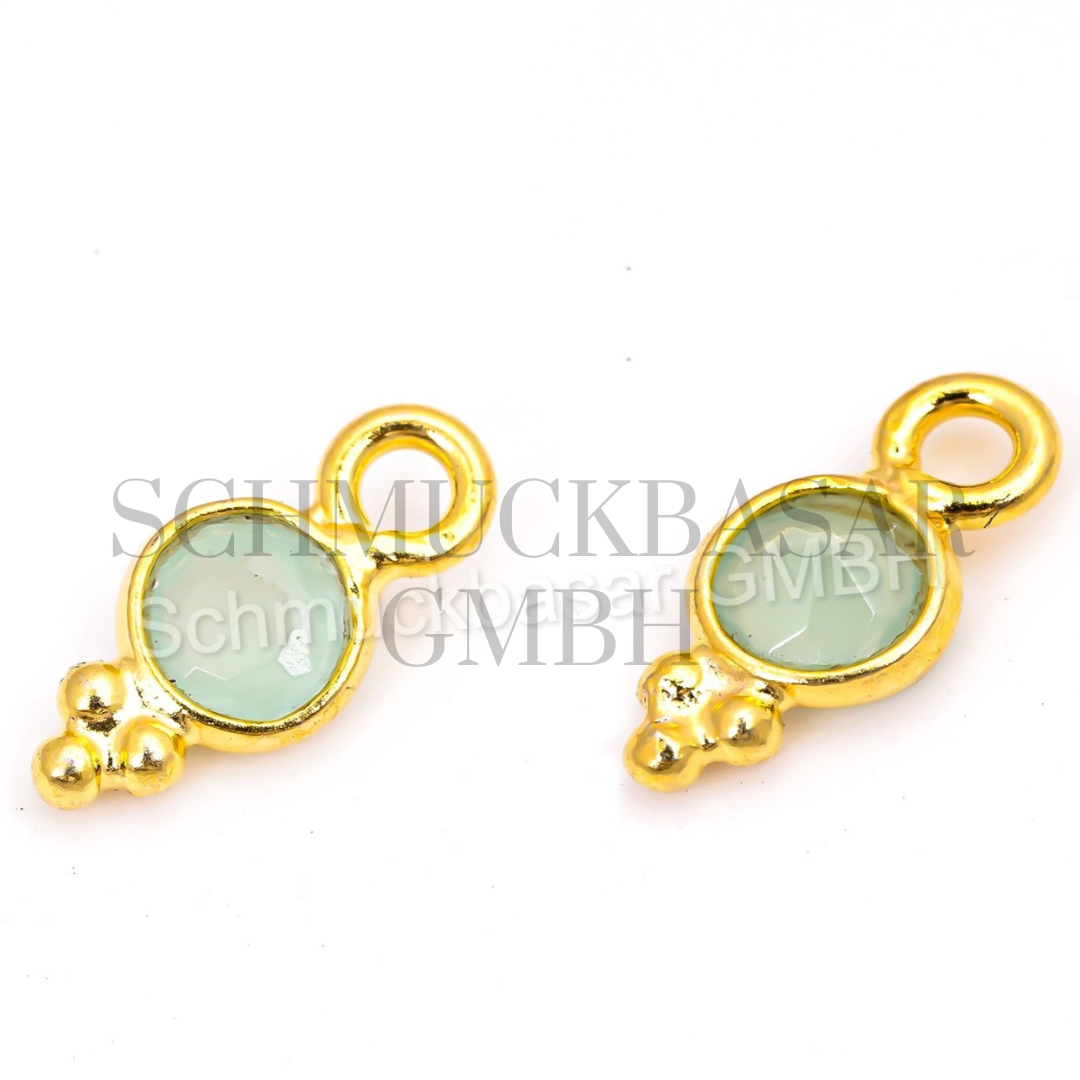 4 MM AQUA CHALCEDONY BEZEL CONNECTOR