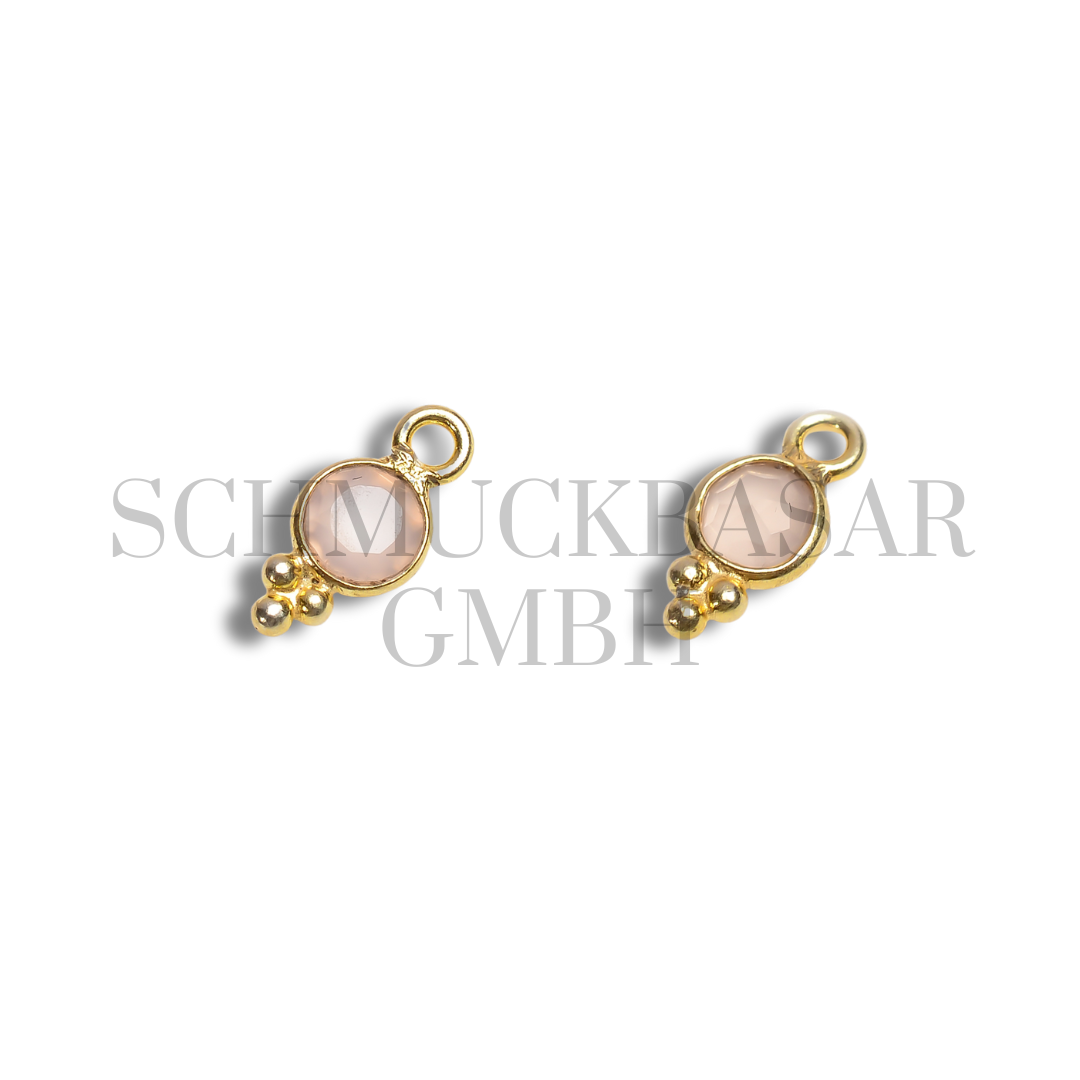 4 MM ROSE QUARTZ BEZEL CONNECTOR