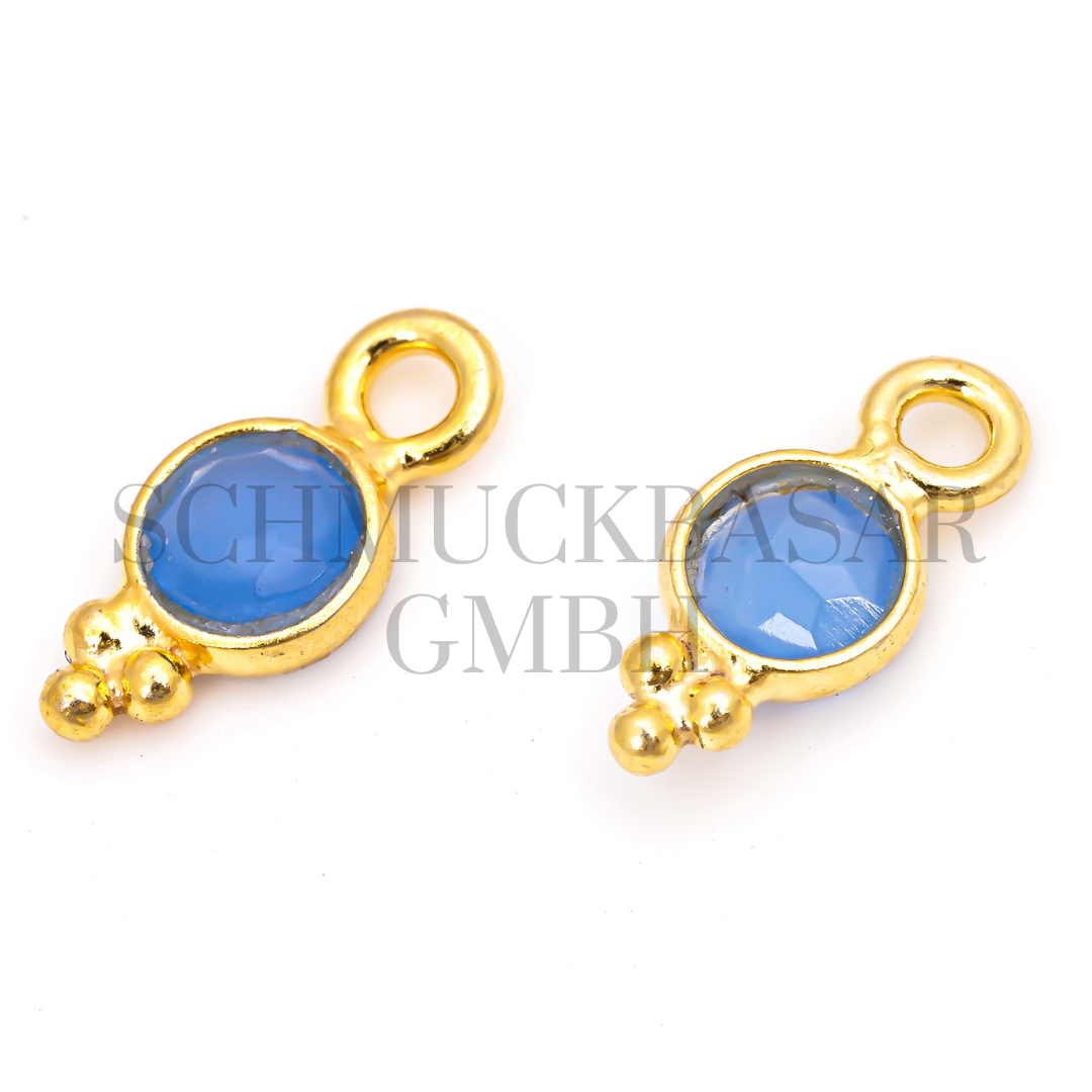4 MM BLUE CHALCEDONY BEZEL CONNECTOR