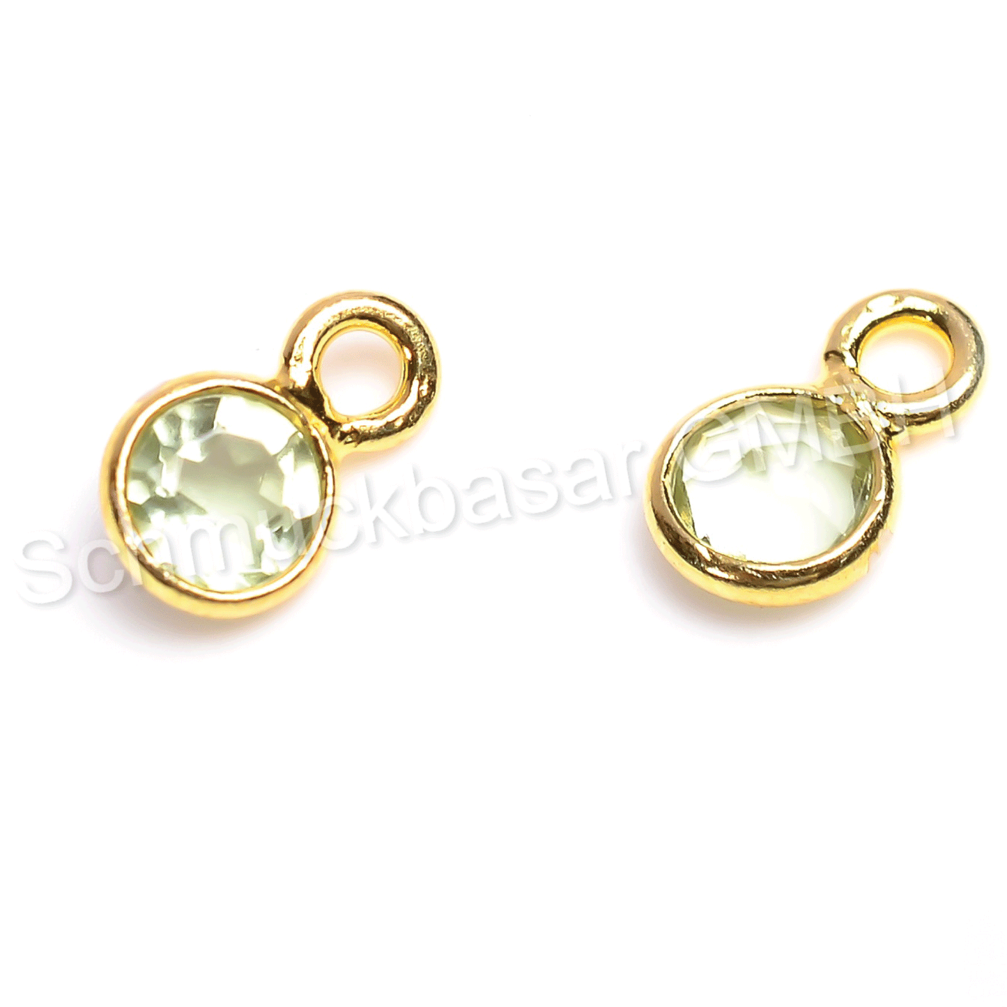 4 MM GREEN AMETHYST BEZEL CONNECTOR