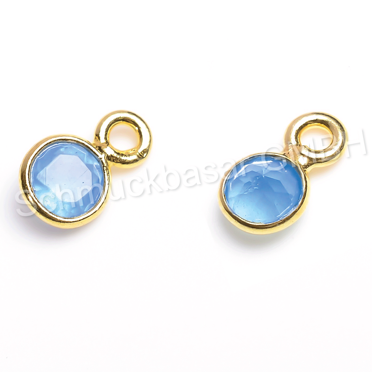 4 MM BLUE CHALCEDONY BEZEL CONNECTOR