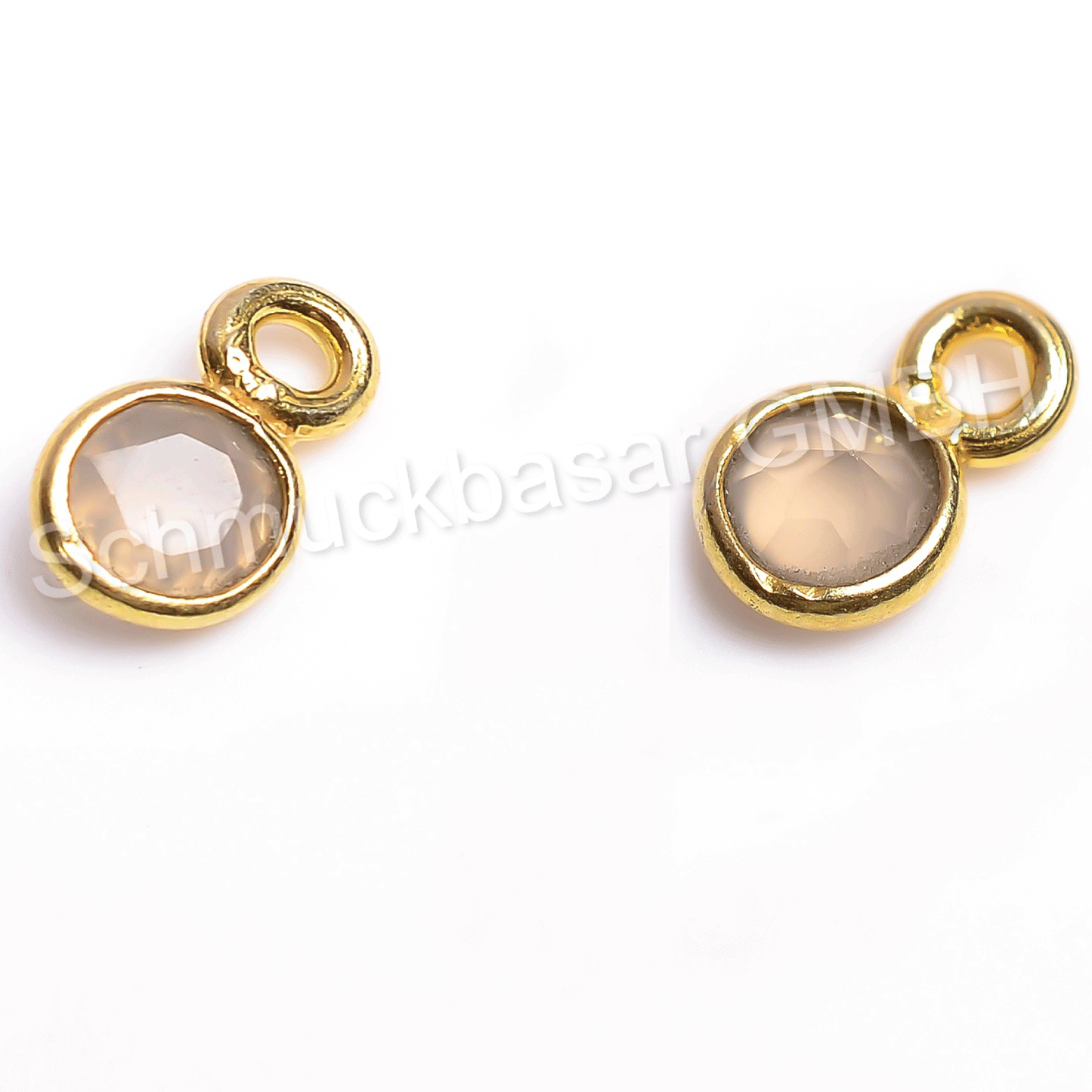 4 MM GREY CHALCEDONY BEZEL CONNECTOR