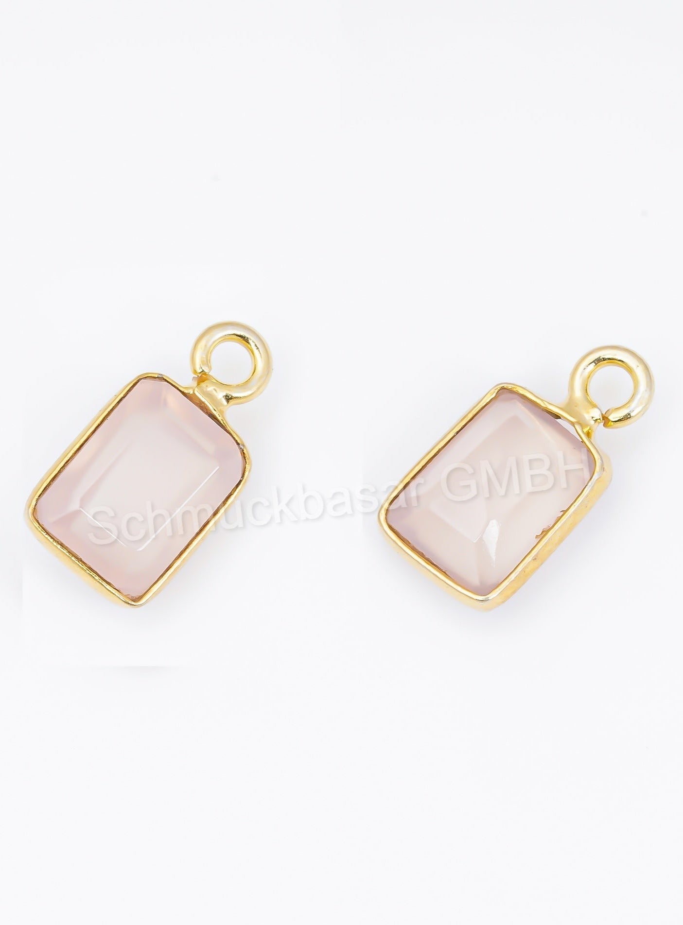 5 x 7 MM ROSE QUARTZ BEZEL CONNECTOR
