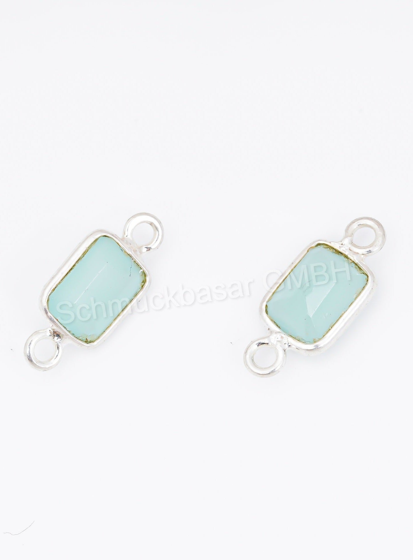 5 x 7 MM AQUA CHALCEDONY BEZEL CONNECTOR