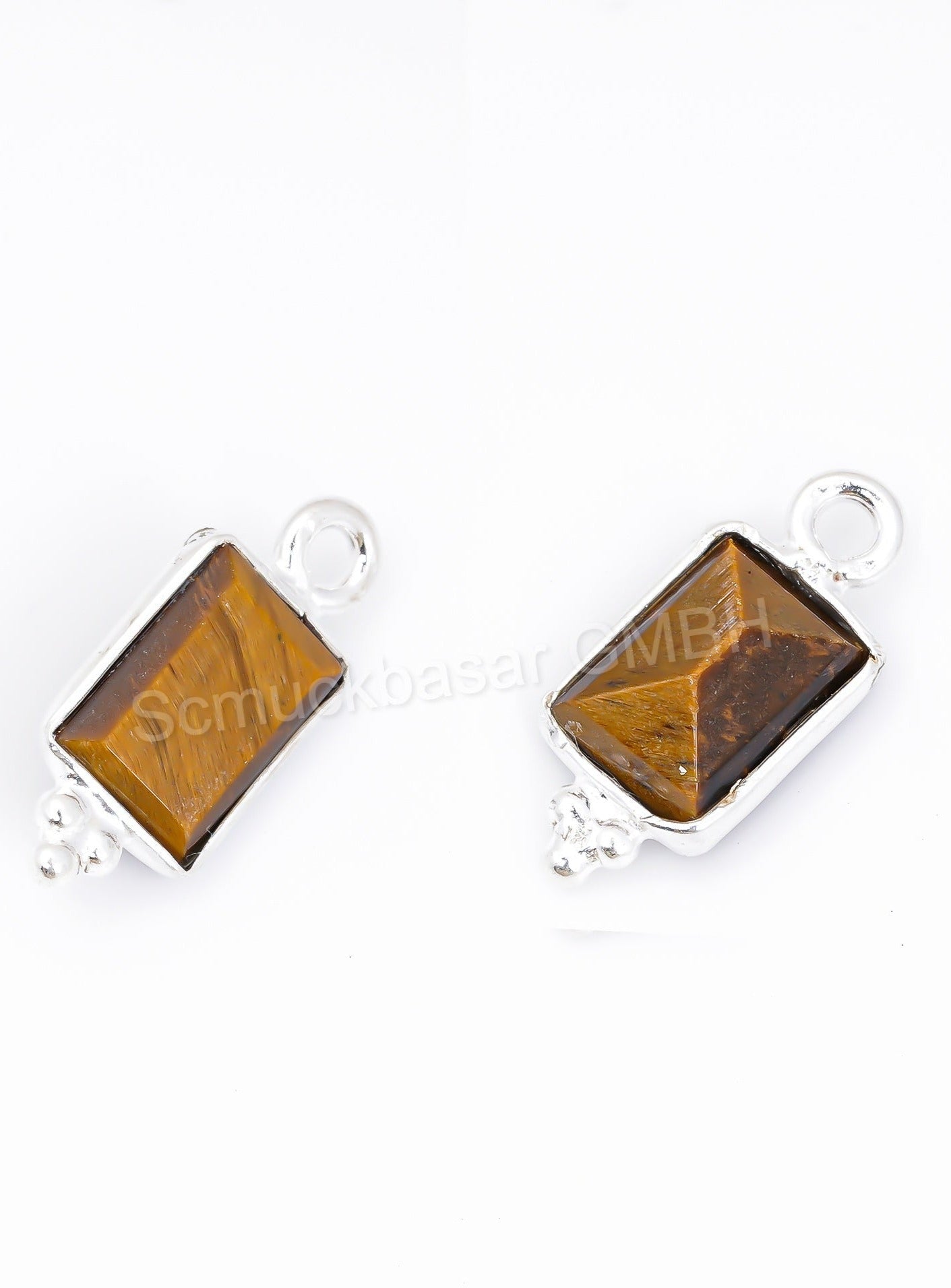 5 x 7 MM TIGER EYE BEZEL CONNECTOR