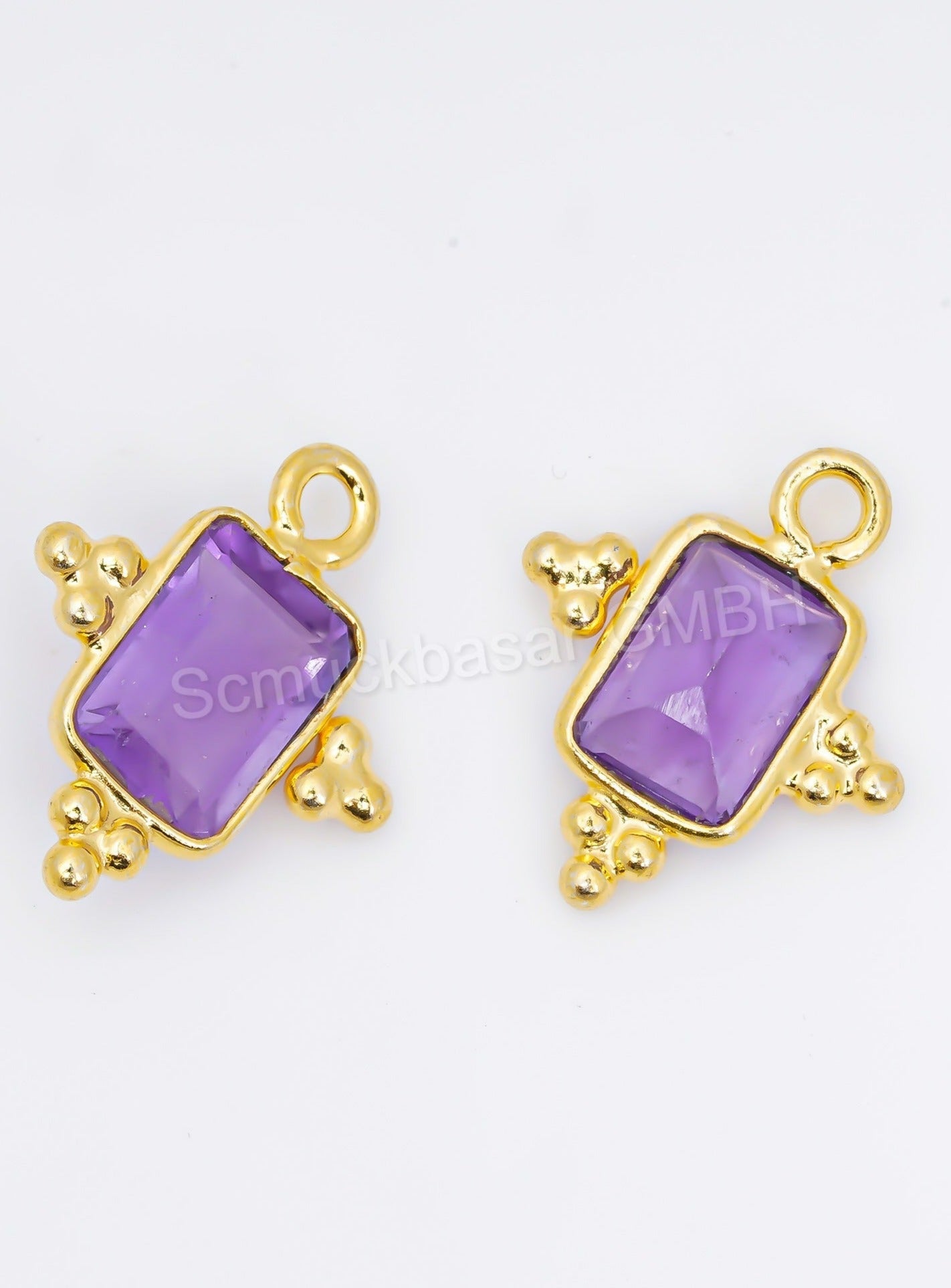 5 x 7 MM AMETHYST BEZEL CONNECTOR