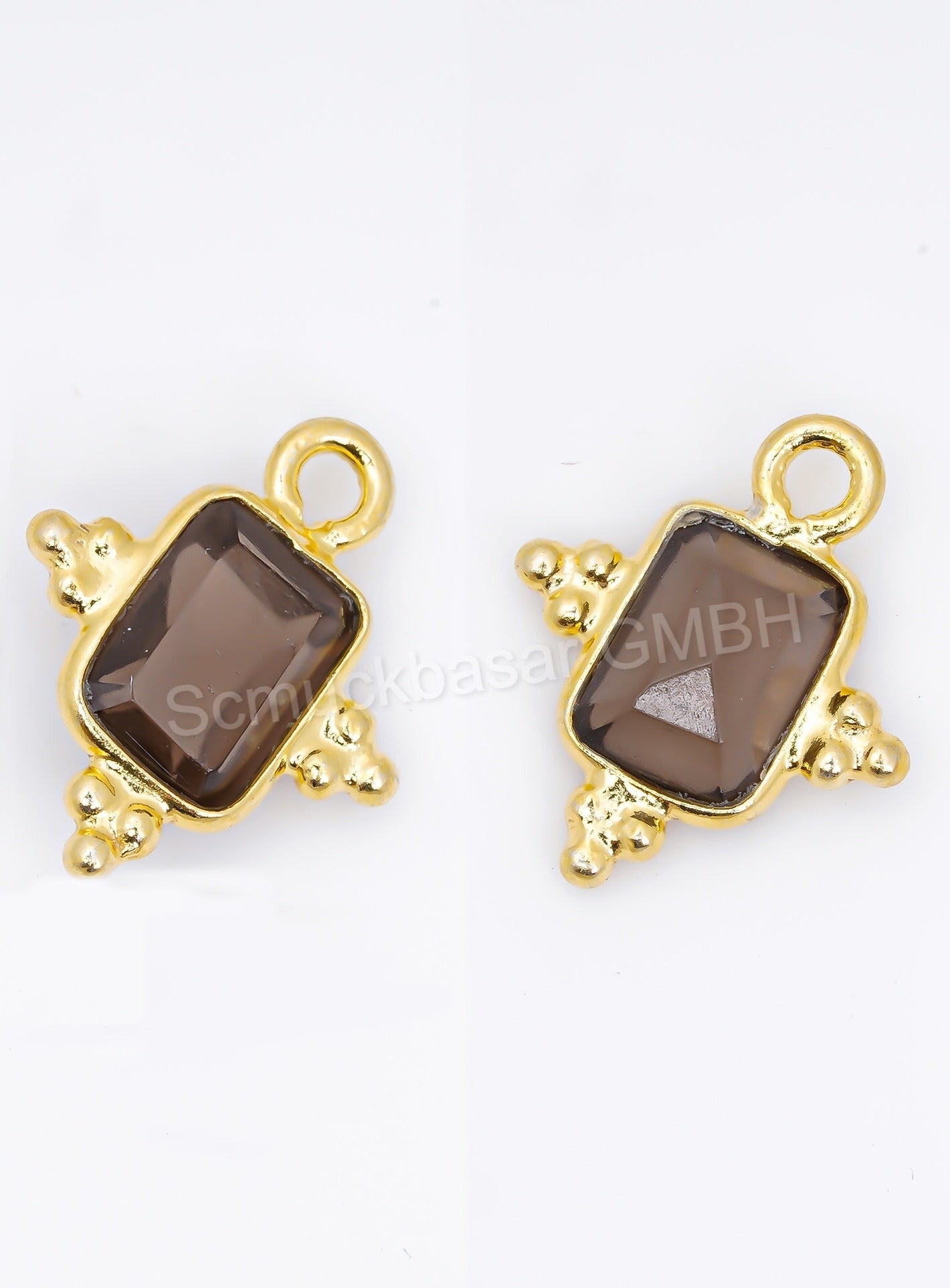 5 x 7 MM SMOKEY QUARTZ BEZEL CONNECTOR