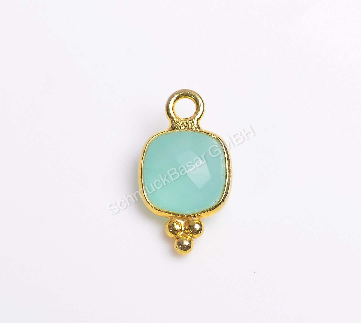 6 MM AQUA CHALCEDONY BEZEL CONNECTOR