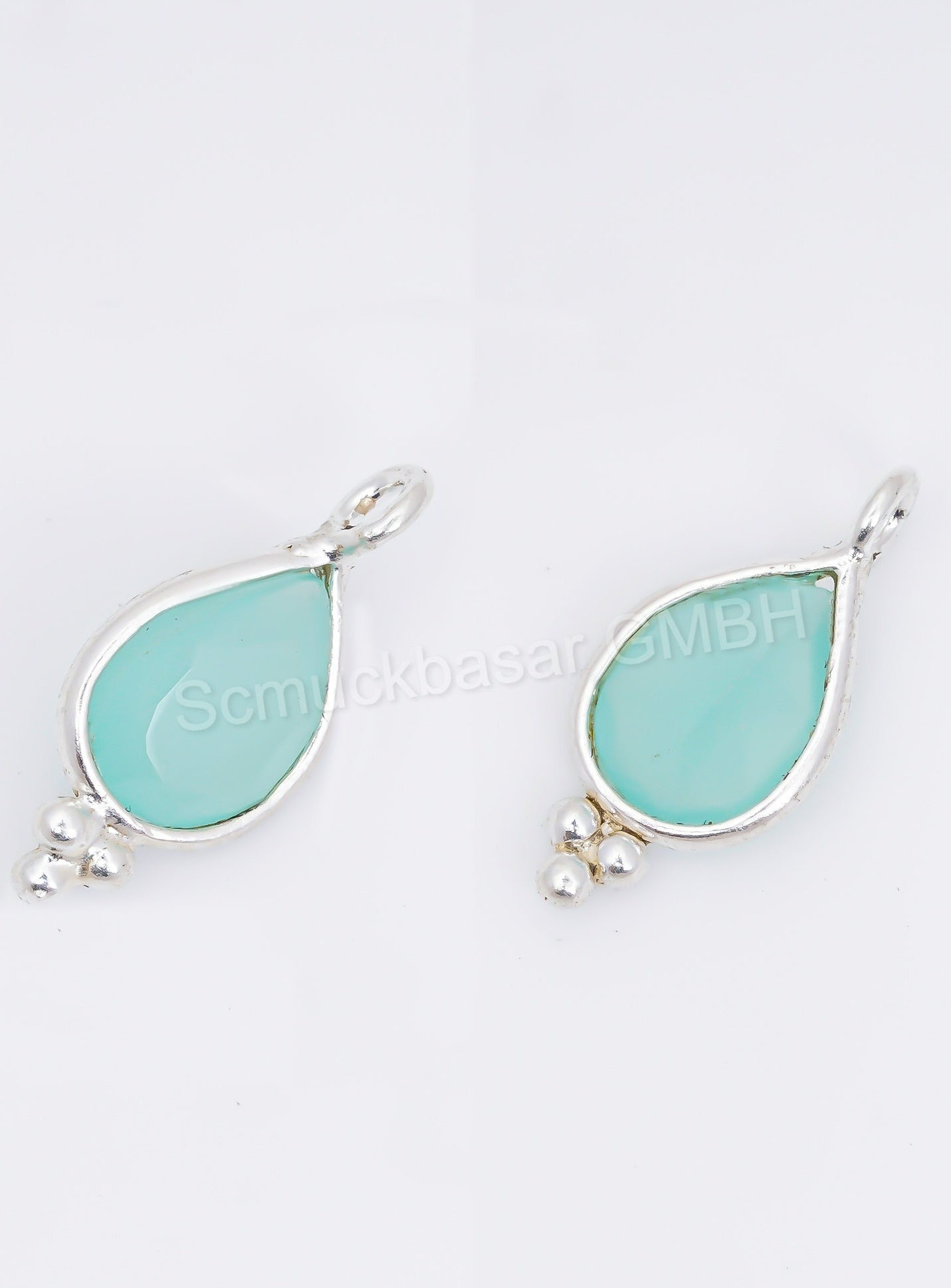 5 x 7 MM AQUA CHALCEDONY BEZEL CONNECTOR