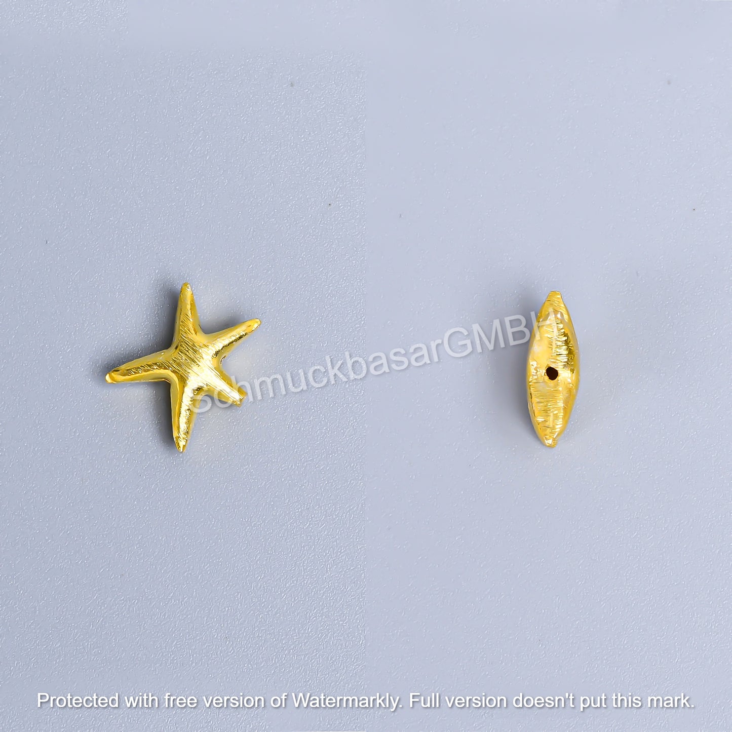 Matte Starfish Beads - Gold Plated