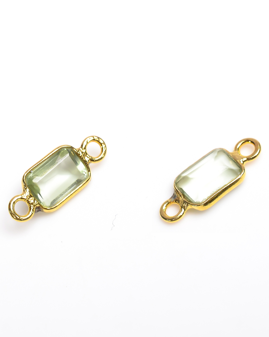 5 x 7 MM GREEN AMETHYST BEZEL CONNECTOR