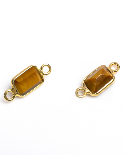 5 x 7 MM TIGER EYE BEZEL CONNECTOR