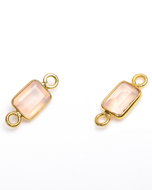 5 x 7 MM ROSE QUARTZ BEZEL CONNECTOR