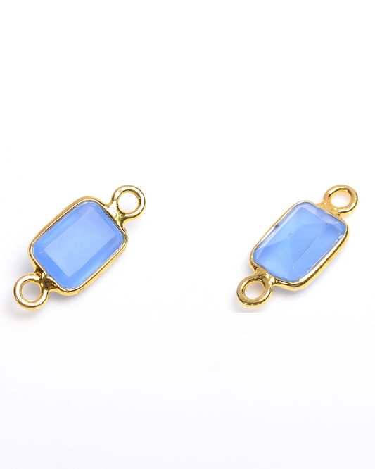 5 x 7 MM BLUE CHALCEDONY BEZEL CONNECTOR