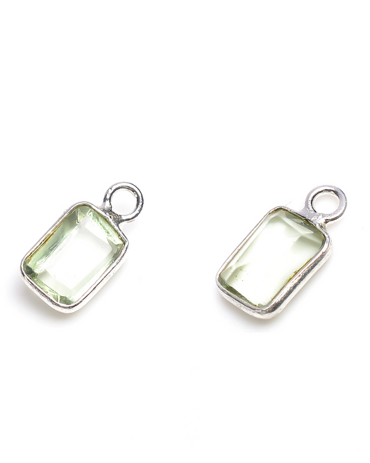 5 x 7 MM GREEN AMETHYST BEZEL CONNECTOR