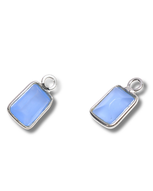 5 x 7 MM BLUE CHALCEDONY BEZEL CONNECTOR