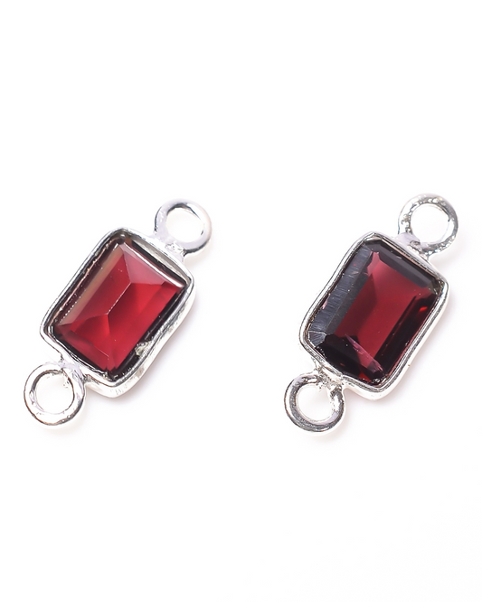 5 x 7 MM GARNET BEZEL CONNECTOR