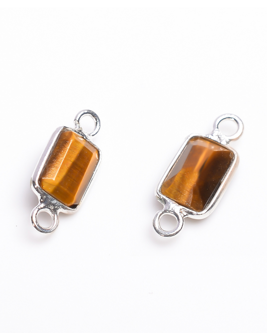 5 x 7 MM TIGER EYE BEZEL CONNECTOR