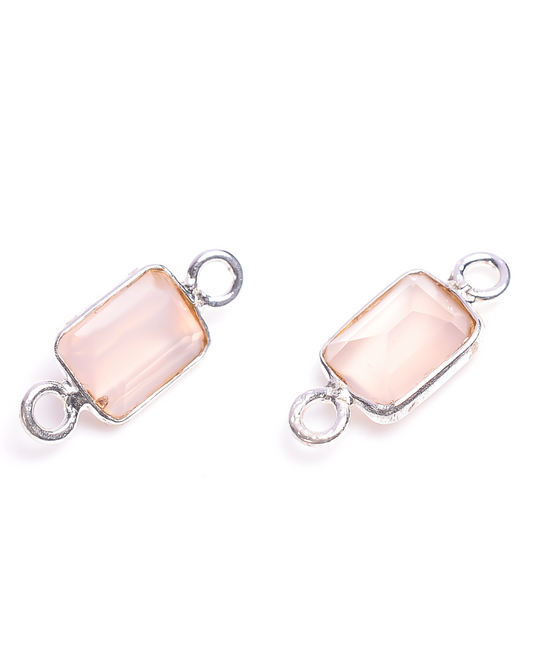 5 x 7 MM ROSE QUARTZ BEZEL CONNECTOR
