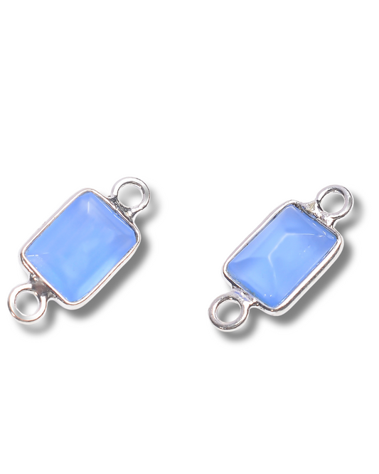 5 x 7 MM BLUE CHALCEDONY BEZEL CONNECTOR