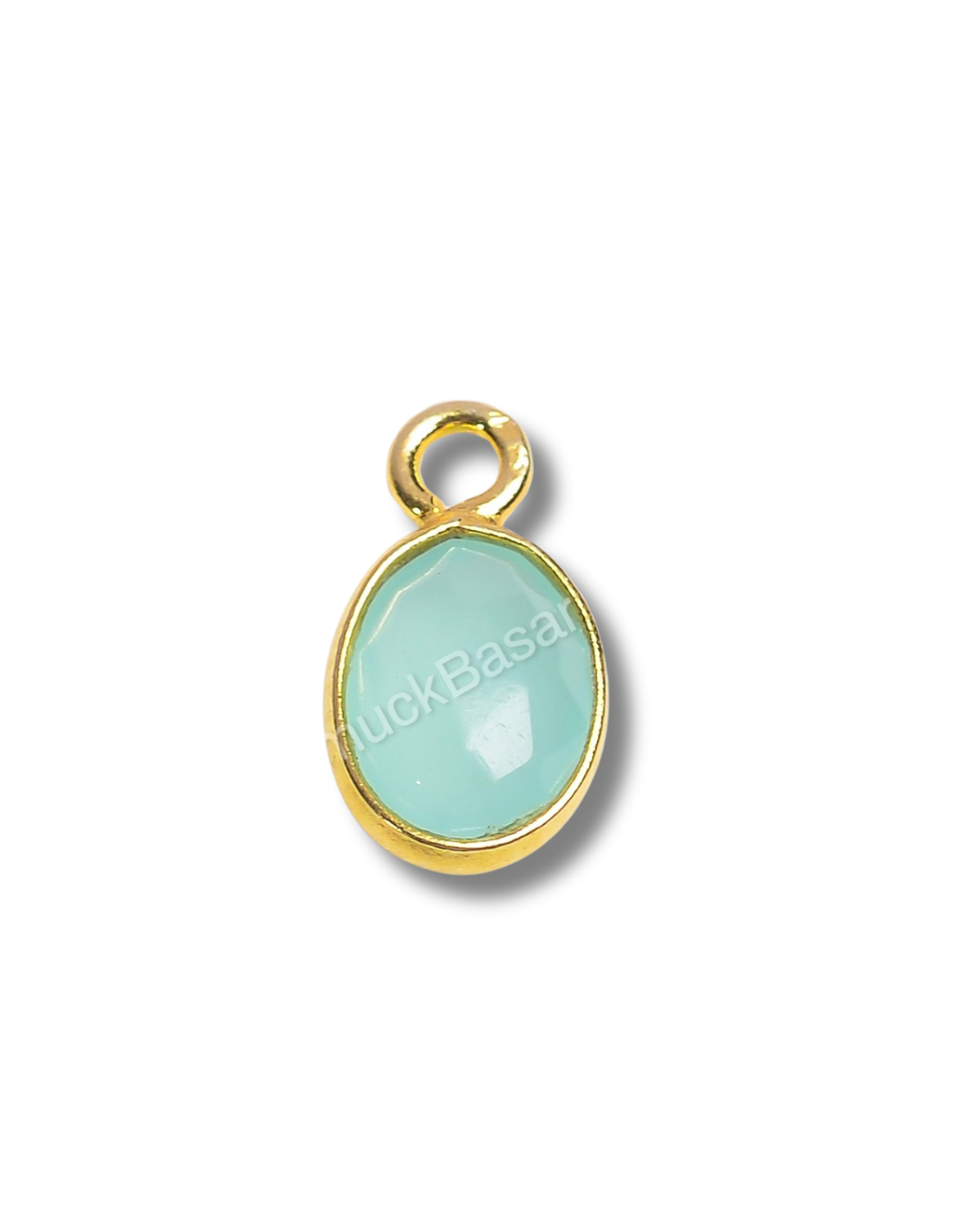 5 x 7 MM AQUA CHALCEDONY BEZEL CONNECTOR