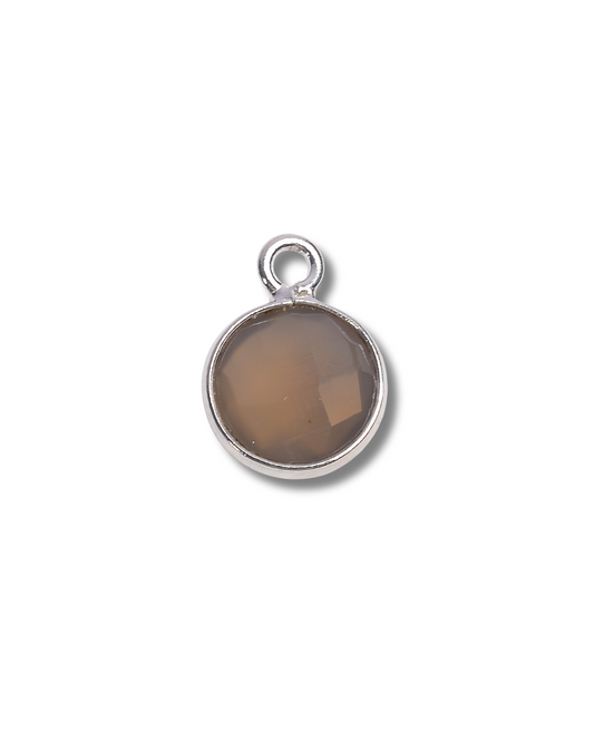 8 MM GREY CHALCEDONY BEZEL CONNECTOR