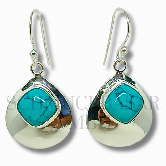 SILVER TURQUOISE STONE EARRINGS
