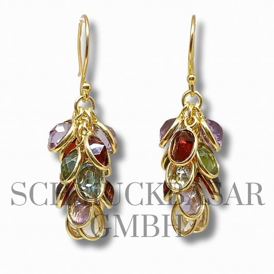 GOLD PLATED MULTI  STONE EARRINGS