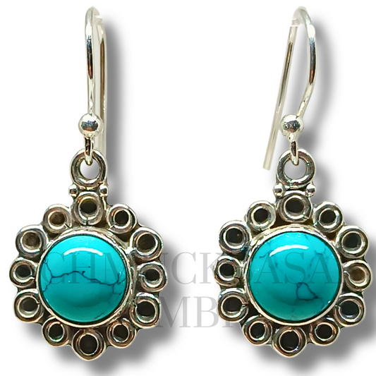 SILVER TURQUOISE STONE EARRINGS