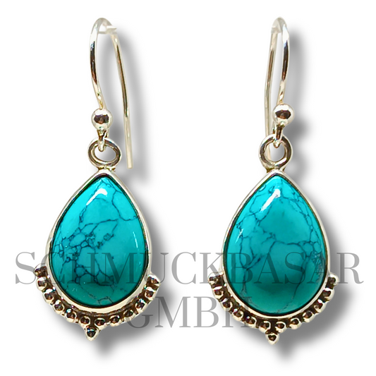 SILVER TURQUOISE STONE EARRINGS