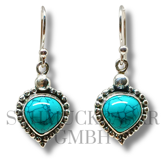 SILVER TURQUOISE STONE EARRINGS