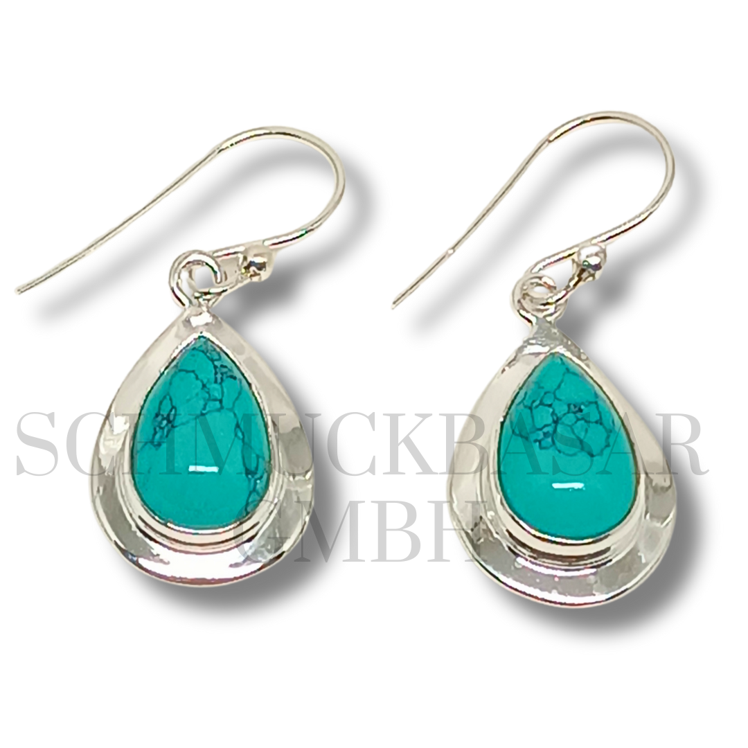 SILVER TURQUOISE STONE EARRINGS