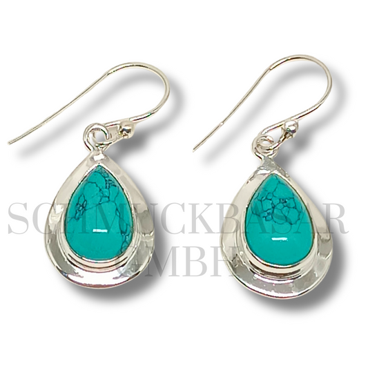 SILVER TURQUOISE STONE EARRINGS