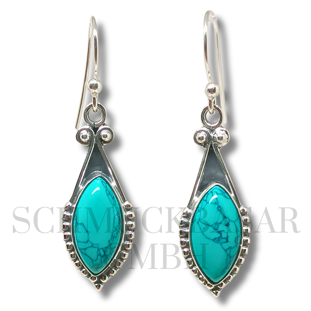 SILVER TURQUOISE STONE EARRINGS
