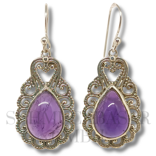 SILVER AMETHYST STONE EARRINGS