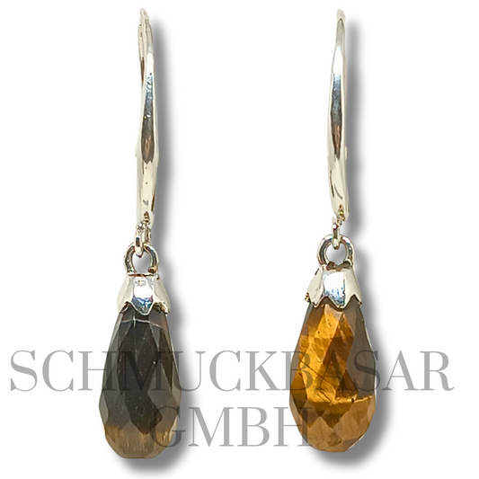 SILVER TIGER EYE STONE EARRINGS